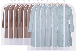 GoMaihe 12 sztuk worków na ubrania, długie, 60 x 120/100 cm, krawędź przezroczysta, torba na garnitur, pokrowiec na ubrania, torba na garnitur, suknia wieczorowa, dla panny młodej, płaszcze, koszule, ochrona przed molami, wodoszczelna, wielorazowa