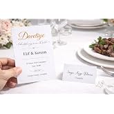 Boş Davetiye ve Yemek Kartı Seti | 300 gr Yerli Bristol 1. Hamur Kalın Karton | 10x15 cm Davetiye (50 Adet) + 5x8 cm Yemek/İs