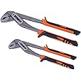 LATERN 2Pcs Tongue and Groove Plier, 8-Inch & 10-Inch Water Pump Pliers 40mm & 52mm Wide Jaw Capacity Slip Joint Pliers with Non-Slip Handle for Tightening & Loosening Nuts, Bolts, Pipe