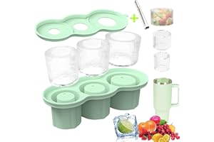 HONETEEK Tace na kostki lodu do Stanley kubek 1,134 g, silikonowa forma do kostek lodu z pokrywką i pojemnikiem, 3 szt. tacek na kostki lodu do zamrażarki, napojów lodowych, soków, whisky, kawy, koktajli,