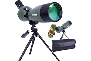 BOSSDUN Cannocchiale 25-75×70, cannocchiale da caccia per il tiro al bersaglio, telescopio impermeabile con treppiede con prisma BAK4, adattatore per telefono, borsa per il trasporto, per il tiro al bersaglio