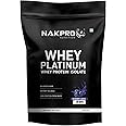 NAKPRO Platinum Whey Protein Isolate 1kg Blueberry | 28g Protein, 6.4g BCAA | Trustified Certified 100% Authentic Supplement Powder & No Adulteration | Low Carbs, Fast Absorbing Whey Protein Powder