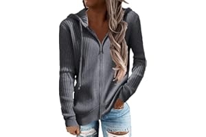 GRMLRPT Sweat à Capuche Légere Femme Blouson Zippé Femme Veste de Sport Cardigan Manches Longues Veste Automne et Hiver Casual Outdoor Basic