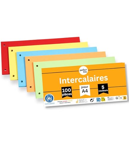 75 Bandes De Classement En Carton Recyclé Orange – 320 G/m², 4 Perforations