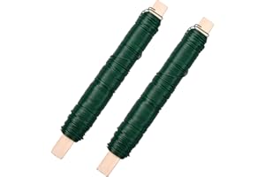 Naseom 2 Rollen Grüner Bindedraht, Hochwertiger Grün Beschichteter Blumendraht, Robuster Gartendraht Pflanzendraht für Kreative Floristik und Blumenarrangements (ca. 0,55 mm X 35 m)