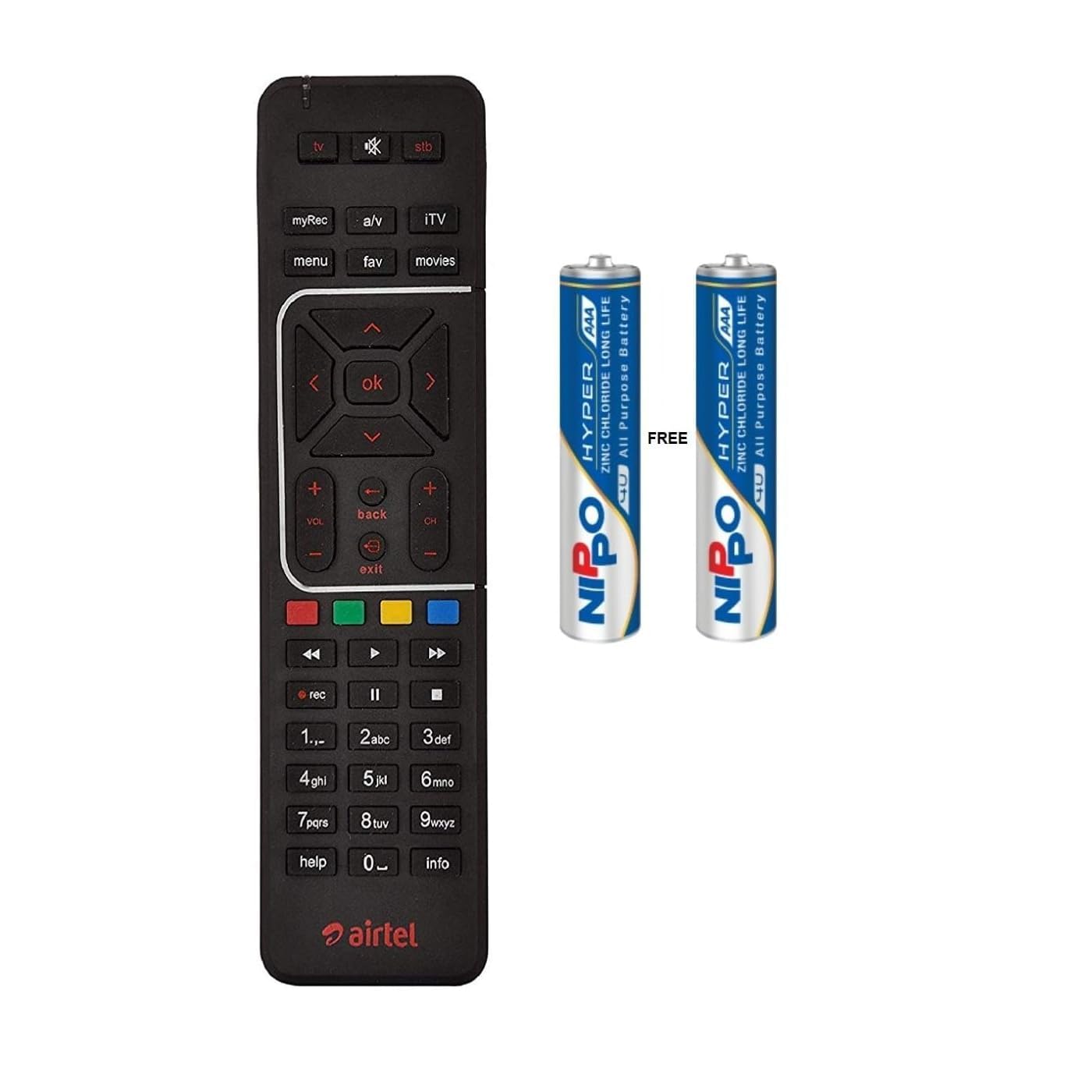 Airtel DTH Remote Original Compatible (Come with 2 AAA Batteries)