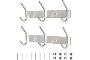 Qiannhee 2 Pezzi Appendiabiti da Parete 30CM Fino a 30KG Appendini da Muro con 3 Ganci Acciaio Inox Argento Ganci Appendiabiti Attaccapanni da Muro Spesso Durevole Ganci per Cappelli Giacche Cappotti