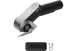 HOTO EdgeFlow Cordless Electric Scissors, Titanium Blade & LED Display, Rechargeable Cardboard Box Cutter, Self-Sharpening & Tool-Free Easy-Swap, Safety Lock, for Cardboard, Carpet, Leather, Crafting