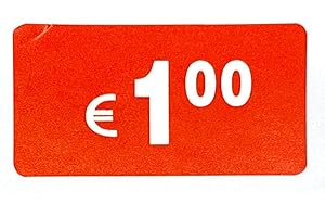 DiiliHiiri Etiquetas de Precio 1€ Euro Pack de 1000 Pegatinas Rectangulares Rojas Adhesivo Desplegable Price Stickers Rebajas Descuentos Oferta Liquidación