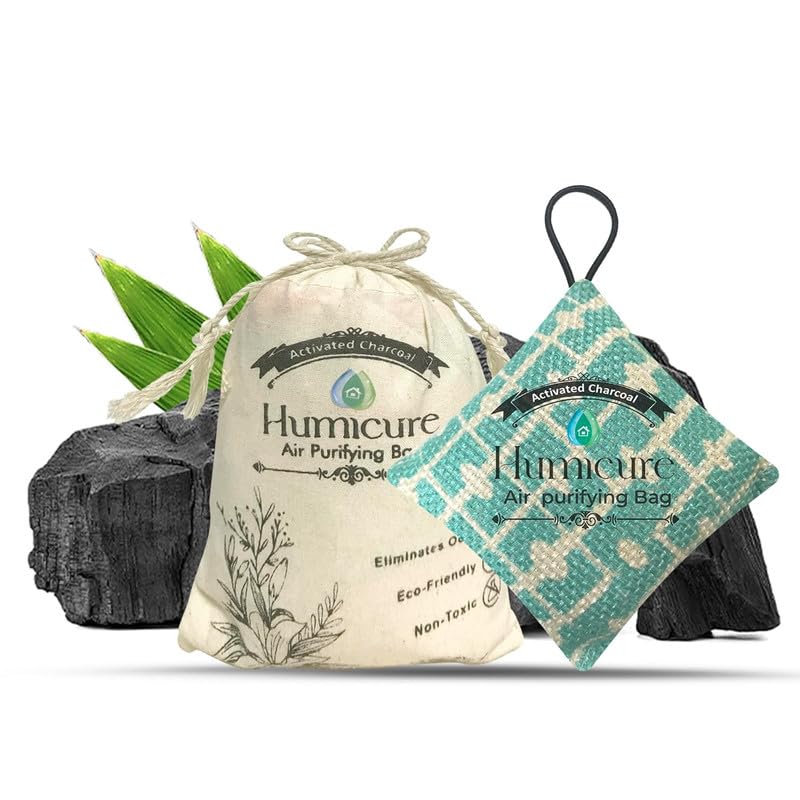 Humicure Activated Charcoal Air Purifier Bags (75 Gram) - Odor Remover & Freshener for Car, Kitchen, Bathroom, Wardrobe, Shoe