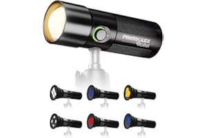 Rollei Photoolex GOBO Light, latarka LED do fotografii z 4 kolorowymi światłami i 19 końcówkami GOBO, światło wideo z wbudowanym akumulatorem 8400 mAh i dyfuzorem, latarka, fotografia, wideo, światło