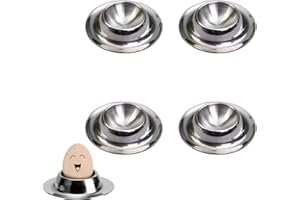 Vastsea 4 Pezzi Set di Portauovo in Acciaio Inox, Portauovo Set per Uova Sode, Portauovo per Cucina, Adatto a Casa, Cucina, Lavastoviglie(d'Argento)
