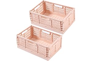 Spesh 2 Piezas Cajas de Almacenaje Plegables Mini Cajas de Almacenaje Cestas de Almacenaje Apilables Cajas de PláStico Plegables para Escritorio,Estantería,Cajón