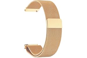 DEOLVEN Quick Release Watch Strap, Mesh Woven Metal Watch Band with Stainless Steel Buckle and Adjustable Magnetic Clasp for Men and Women (18mm, Gold)