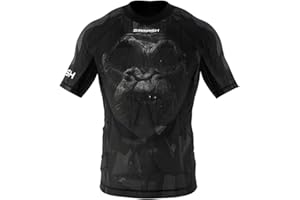 SMMASH Camicia Funzionale Uomo Rashguard Camicia Sportiva A Maniche Corte MMA Thaibox Muay Thai Kickboxing Traspirante Resistente All'Abrasione