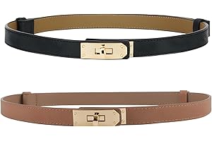 SHSHbuy 2 Pièces Ceinture Fine Femme,Ceinture en Cuir Skinny Réglable,Ceinture Mode,Ceinture Élastique Dégagement Rapide,Elégantes Simple Belt pour Pantalon Jeans Robe