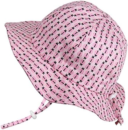 Toddler Girls Kids Breathable Sun Hats 50 UPF, Hat Size Adjustable, Neck Strap (L: 2-12Y, Floppy Hat: Ladybug)