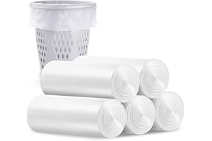 Dr.JIEER Small Bin Bags 3-6L Biodegradable Compostable Food Waste Bags,Pedal Caddy Bin Liners for Kitchen,White Trash Bags for Bathroom Toilet Office, Clear Garbage Liners 120 Counts 1.2 Gal