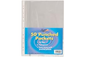 Shopping Sky 50 A4 Punched Pockets Poly Plastic Clear File Document Ring Binder Filing Wallet