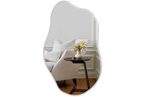 Muzilife Specchio asimmetrico da appendere, grande specchio da parete irregolare con pannello posteriore in MDF, 50 x 85 cm, decorativo per parete, soggiorno, bagno, corridoio, ingresso, decorazione