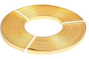 BENECREAT 10m Filo Piatto di Alluminio 5mm di Larghezza Accessori per Gioielli in Metallo Dorato per Artigianato Artigianale
