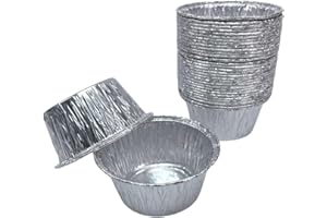 Marzoon 32x Aluschale rund Ø 8cm, Grillschale Folienschale aus Aluminium zum Kochen, Backen und Grillen 110ml