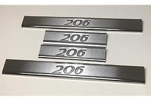 MNE PARTS Peugeot 206 1998+ Protection de seuil de Porte en Acier Inoxydable 4 pièces