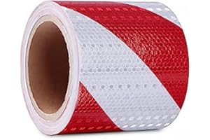 GIONAR Bande Reflechissante Autocollante, 10cmx25m Bande Reflechissante, Rouge et Blanc Ruban Reflechissant Adhesif, pour Véhicules, Camion, Rappel de Sécurité