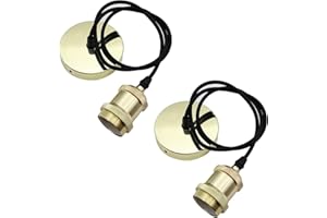 ZHIQIN 2 metalowe zawieszki do lampy, złote oprawki E27, z kablem 100 cm, żyłka wisząca, uchwyt do lampy, idealny do lampy sufitowej, salonu (D)