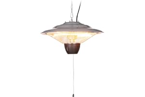 blumfeldt Hitzkopf - Radiatore a Soffitto, Radiatore a Infrarossi, 750 o 1500 W, Range Fino a 9 m², Classe di Protezione IP34, Griglia Protezione, Argento