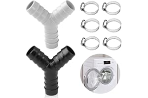 ABINCHAOBANG 2 Way Y Splitter Pipes for Washing Machine, Double Waste Pipe Connector with 6 Hose Clamps, Dishwasher Drain Hose Adapters Compatible with 16-27mm Diameter Hoses (Black+Gray)