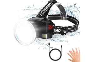 NIUAWASA Linterna Frontal, Recargable con Sensor de Movimiento 12000L Linterna Cabeza 6 Modos de Iluminación Linterna Frontal Impermeable Ajustable Camping, Pesca, Ciclismo, Senderismo