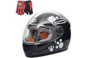 ZJRA Children's Helmet, Motorcycle Helmet for Children, Motorcycle Half Helmets, Motorcycle Moped Boys Girls Children Childs, 3 Colours Style for Choice, Black