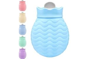 GCCL Hot Water Bottle with Cover, 320ml Mini Hot Water Bag for Back, Neck and Shoulders Pain Relief with Soft Cover Removable and Washable, Best Birthday, Christmas Gifts for Girls Women Kids Adults Blue