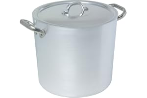 Pentole Agnelli ALMA10345 Pentola Alta con 2 Maniglie in Acciaio, Alluminio 3mm, 45 cm