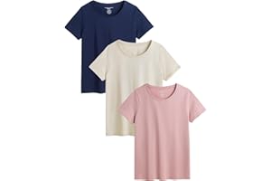 THE ESSENTIALS WARDROBE Ladies T-Shirt 3 Pack Multicoloured Womens T-Shirts Lightweight Soft Comfort Fit Tee Crew Neck Multipack Cotton T-Shirts Sizes S-4XL