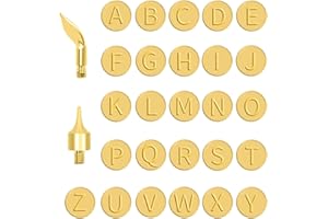 YHUS Kit di 28 punte per bruciare il legno, 26 punte per bruciare il legno e 2 punte da disegno, set di timbri a caldo con lettere dell'alfabeto, strumenti per incisione, goffratura, intaglio del