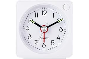 YouJabz Despertador Analógico, Clásico Despertador Analógico de Viaje con Función de Repetición y Luz, Mini Despertador, Tamaño Compacto, Despertador sin Tictac, Movimiento de Cuarzo Silencioso