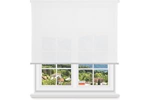 HOME MERCURY - Estor Enrollable translúcido Liso (135x180 cm, Blanco)