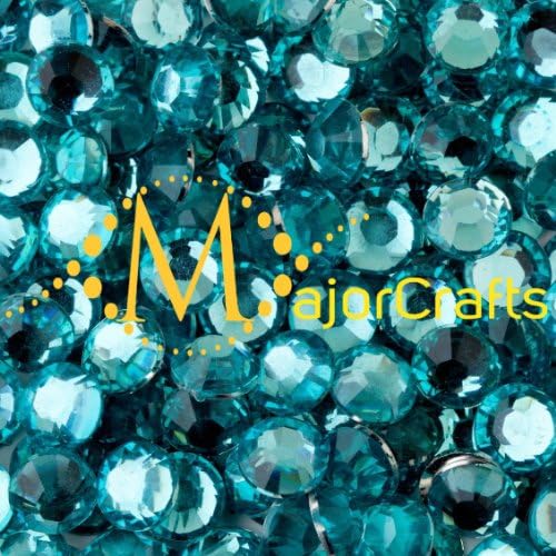 MajorCrafts 500pcs Turquoise Blue 5mm ss20 Flat Back Round Resin Rhinestones