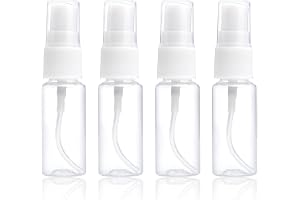 VOSSOT 4 x 20 ml sprayflaska, litet set med 4 färgade etiketter – sprayflaska BPA-fri, läckagesäker, återanvändbar, parfymsprejflaska för hår, resor, alkohol, vatten