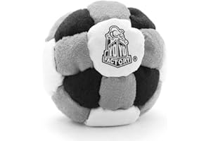 YoYo Factory Footbag - Gris/Negro (26 Paneles Freestyle Foot Bag, De Principiante a Profesional)