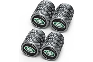 UUFEAO for Land Rover Alloy Tyre Valve Caps, 4PCS Car Tyre Caps Compatible with Land Rover Discovery Range Rover Sport Defender Land Cruiser LR2 3 4, Leak-Proof Dust Caps for Car Tyres, Black