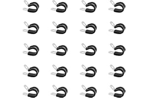 ALAHUGYEF 20 Stück Rohrschellen mit Gummieinlage, 6mm Schlauchschellen Edelstahl Kabelklemme Gummi P Clips, Metall Schraubrohrschellen Kabelschellen P-Clips Gelenkrohrschellen(6mm)