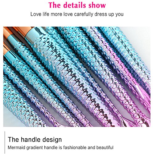 10 Stück Meerjungfrau Make Up Pinsel Set Contouring Foundation Blush Eyeliner Eyeshadow Lip Cosmetic Brushes Tool - 6