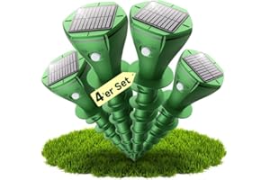 IRIPLEZO Répulsifs solaires antitaupes, lot de 4, répulsif ultrasonique antitaupes, anticampagnols, étanche, efficace contre les taupes, les souris, les fourmis et les