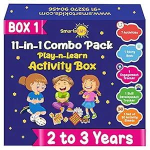 SmartoKids Activity Box For 2 Year Old Baby Boys & Girls (11-in-1 Set) Learning & Educational Gift Pack Of Play-Based Explorer Toys, Puzzles, Board Games, Colours And Books With Indian Values