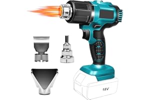 VULAOP Pistola de aire caliente con batería, compatible con batería LXT de 18 V, 3 boquillas, 2 ajustes de temperatura, máx. 500 °C, pistola de calor para manualidades (solo herramientas, sin batería, sin