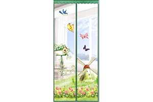 Ohmais - Tenda zanzariera con calamite, per porta, installata con chiusura magnetica