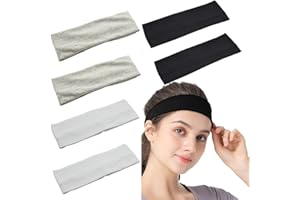 JUIMTIEN 6 Stück Sport-Stirnbänder,Stirnbänder für Frauen elastische Schweiß-Yoga Haarbänder Rutschfestes Weiches Dünnes Stirnband Modischer Haarwickel